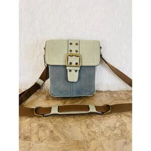 Coach Soho canvas Suede Shoulder Bag 5860 Blue Belt Design Vintage